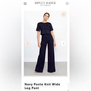 Ripley Rader Navy Ponte Knit Wide Leg Pant - Size 2